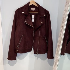 LOFT Faux Suede Moto Jacket NWT
